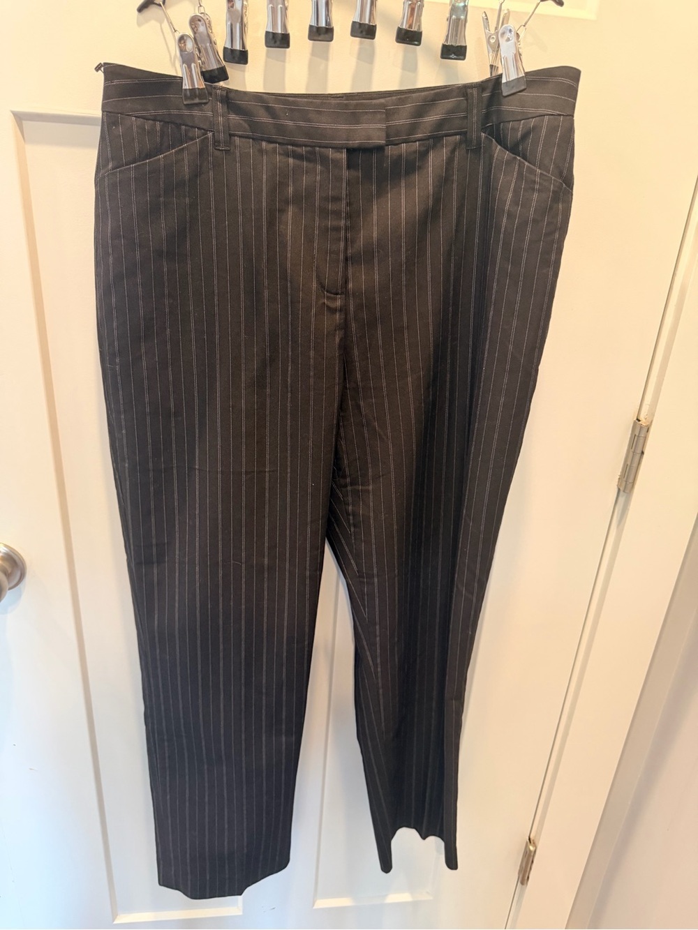 Jones New York Signature Pinstripe Dress Pants Black Size 12 Stretch